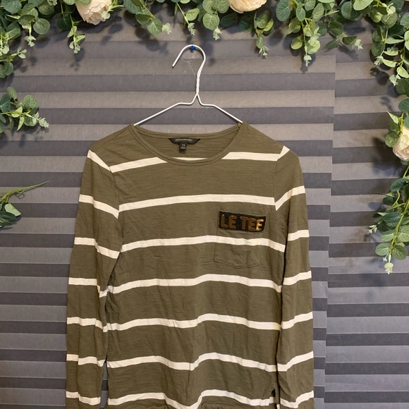 5️⃣for💲25 Banana Republic olive green striped - Picture 2 of 6
